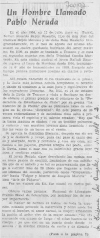 Un hombre llamado Pablo Neruda