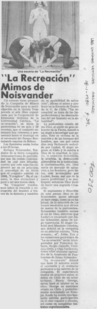 La recreación" mimos de Noisvander.