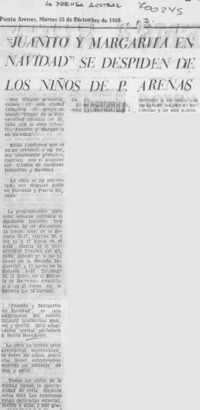 Juanito y Margarita en Navidad" se despiden de los niños de P. Arenas.