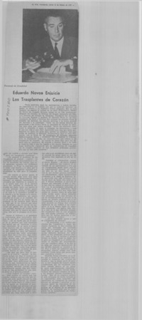 Eduardo Novoa enjuicia Los transplantes de corazón.