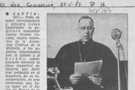 Monseñor Oviedo, nuevo Académico de Historia.