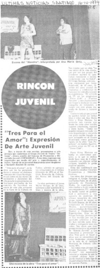 "Tres para el amor", expresión de arte juvenil.