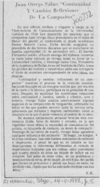 Juan Orrego Salas: "Continuidad y cambio: reflexiones de un compositor"