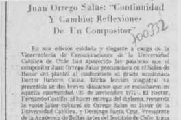 Juan Orrego Salas: "Continuidad y cambio: reflexiones de un compositor"