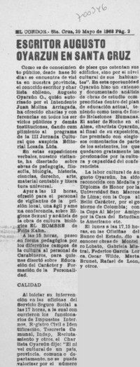 Escritor Augusto Oyarzún en Santa Cruz.