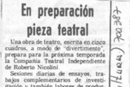 En preparación pieza teatral.