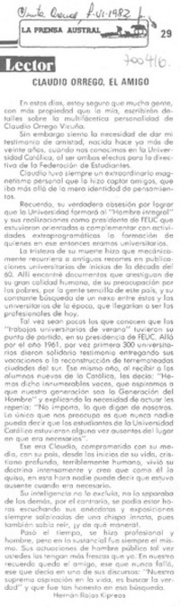 Claudio Orrego, el amigo