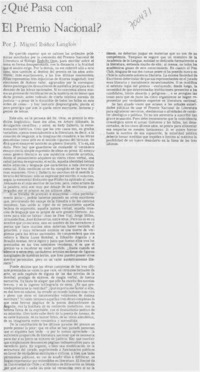 Qué pasa con el Premio Nacional?