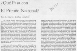 Qué pasa con el Premio Nacional?