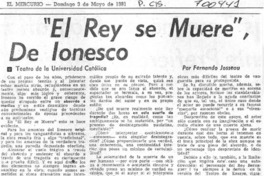 El Rey se muere" de Ionesco