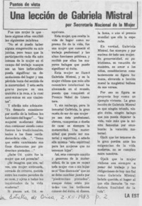 Una lección de Gabriela Mistral.