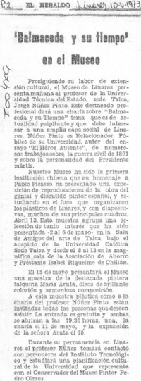 Balmaceda y su tiempo" en el Museo.