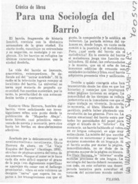 Para una sociología del barrio