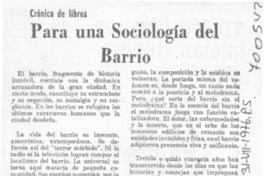 Para una sociología del barrio
