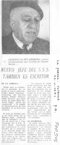 Nuevo jefe del S.S.S. también es escritor.