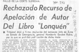 Rechazado recurso de apelación de autor del libro "Lonquén".