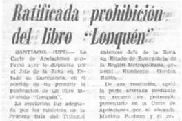 Ratificada prohibición del libro "Lonquén".