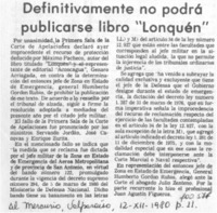 Definitivamente no podrá publicarse libro "Lonquén".