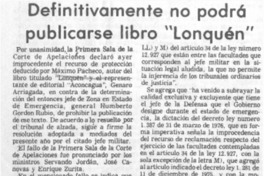 Definitivamente no podrá publicarse libro "Lonquén".