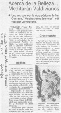 Acerca de la belleza-- meditarán valdivianos