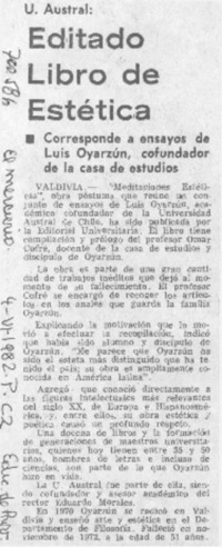 Editado libro de estética.