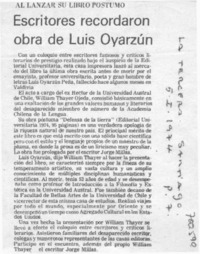 Escritores recordaron obra de Luis Oyarzún.