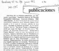 Crítica de la poesía mestiza.