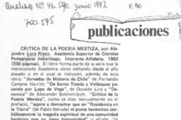 Crítica de la poesía mestiza.