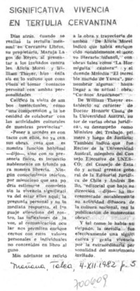 Significativa vivencia en tertulia cervantina.