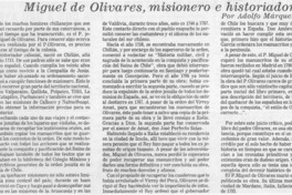Miguel de Olivares, misionero e historiador