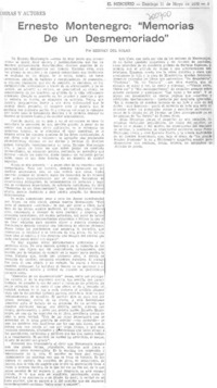Ernesto Montenegro: "Memorias de un desmemoriado"