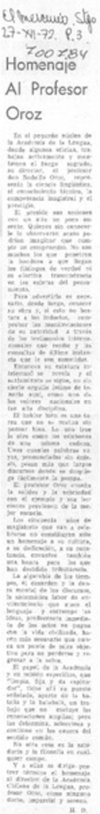 Homenaje al profesor Oroz