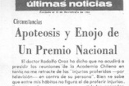Apoteosis y enojo de un premio nacional