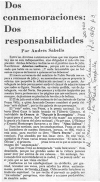 Dos conmemoraciones: dos responsabilidades