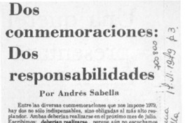 Dos conmemoraciones: dos responsabilidades