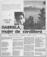 Gabriela, mujer de cordillera