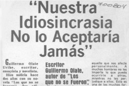 Nuestra idiosincrasia no lo aceptaría jamás": [entrevista]