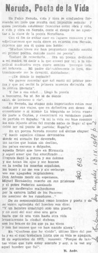 Neruda, poeta de la vida