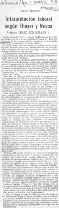 Interpretación laboral según Thayer y Novoa