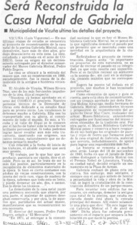 Será reconstruida la casa natal de Gabriela