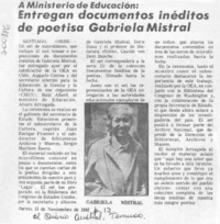 Entregan documentos inéditos de poetisa Gabriela Mistral.