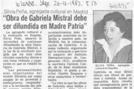 "Obra de Gabriela Mistral debe ser difundida en Madre patria".