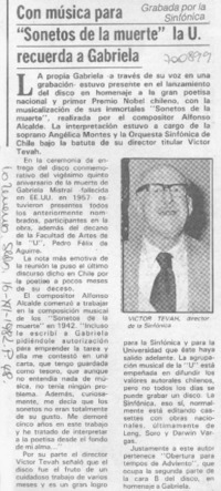 Con música para "Sonetos de la muerte" la U. recuerda a Gabriela.