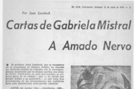 Cartas de Gabriela Mistral a Amado Nervo