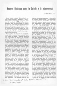 Ensayos históricos sobre la Colonia y la Independencia