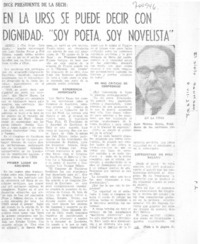 En la URSS se puede decir con dignidad: "soy poeta, soy novelista"