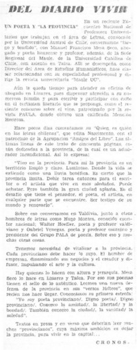 Un poeta y "la provincia"