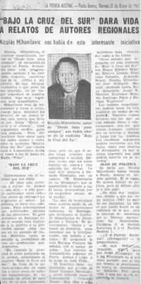 "Bajo la cruz del sur" dara vida a relatos de autores regionales.