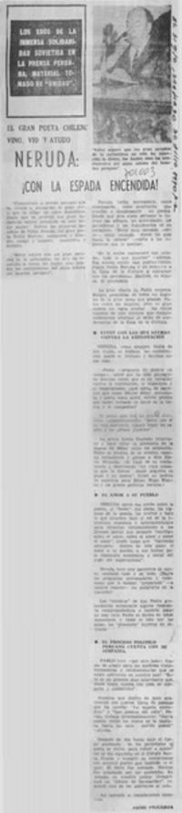 Neruda: ¡con la espada encendida!