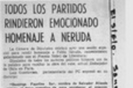 Todos los partidos rindieron emocionado homenaje a Neruda